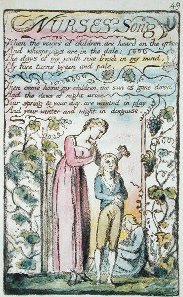 La canzone delle infermiere, tavola 49 (Bentley 38) da Songs of Innocence and of Experience (Bentley Copy L) 1789-94 da William Blake